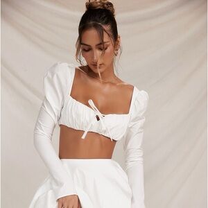 House of CB Shira White Puff Sleeve Top
